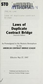 Cover of Laws of Duplicate Contract Bridge